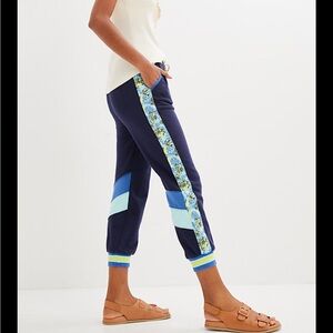 Anthropologie daily practice retro style floral colorblock joggers navy blue XS